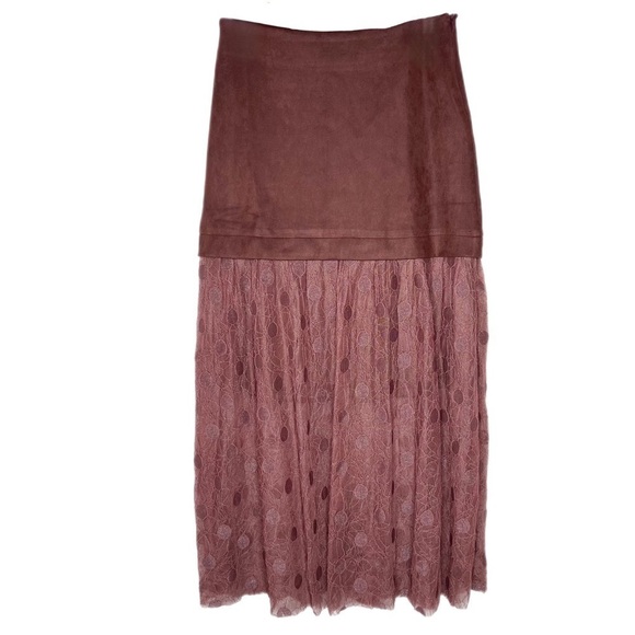 Listicle Layered Denim and Lace Skirt - Picture 1 of 6